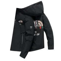 Veste moelleuse coupe-vent pour hommes, sweat à capuche imprimé sport, veste décontractée, mode, printemps, automne, 2024