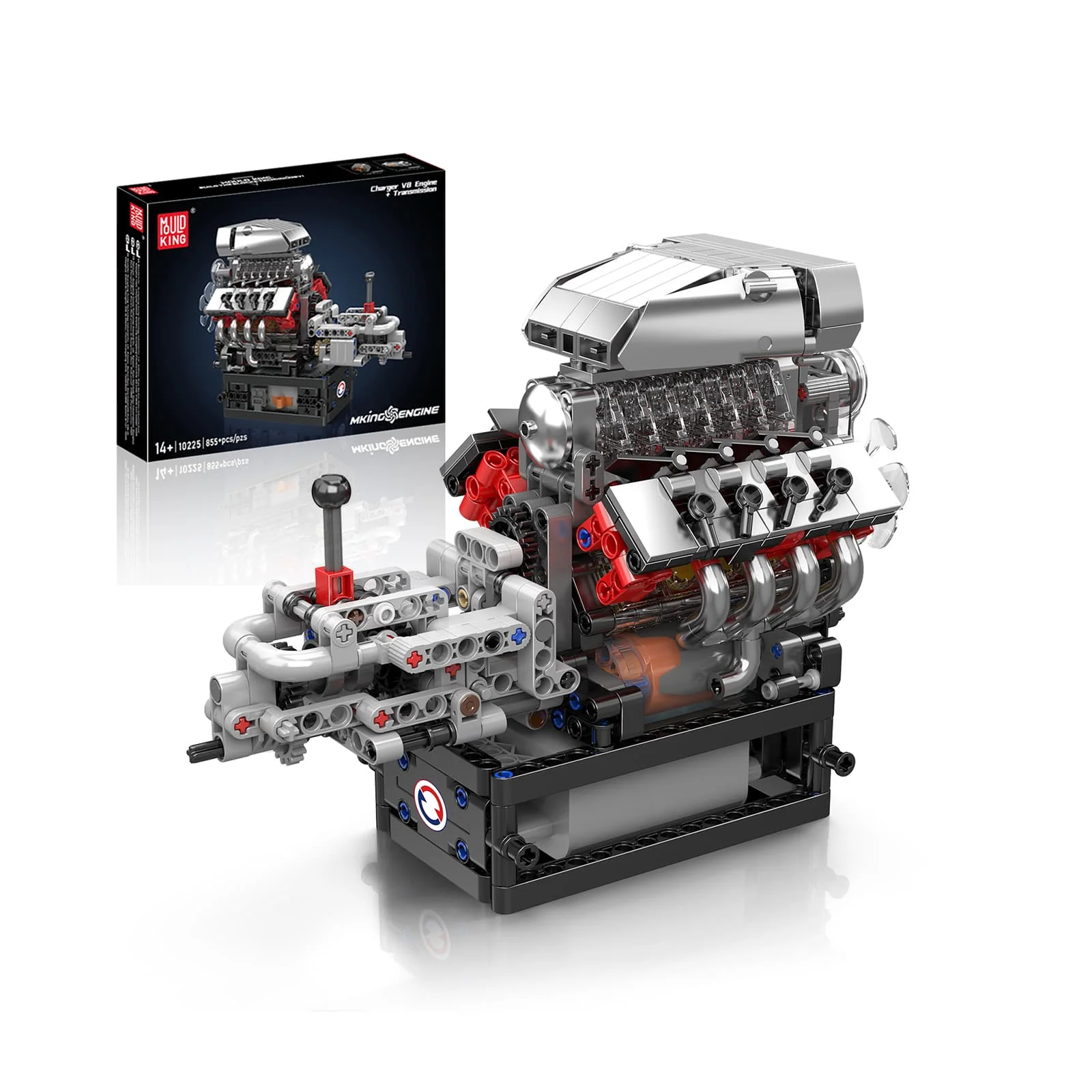 855 stücke Mold King 10225 NO.Dodge V8 Motor Modell Übertragung DIY Bausteine Teile Set Ziegel Montage Motor Ziegel Spielzeug geschenk