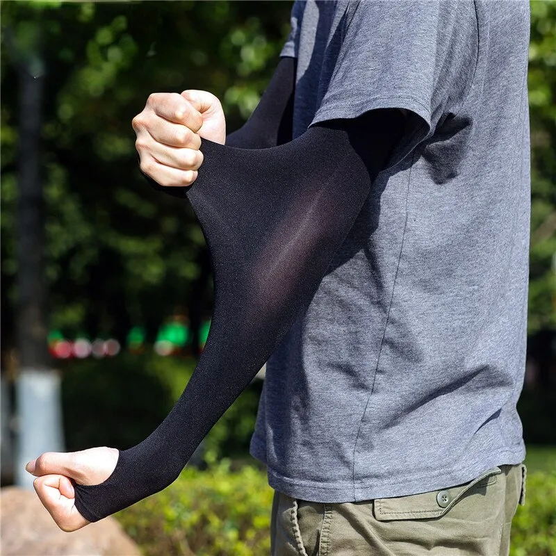 1 Pair Summer Finger Sleeve Cool Wearing High Elastic Elbow Spring Outdoor Riding Fingerless Fishing Custom Ice Silk