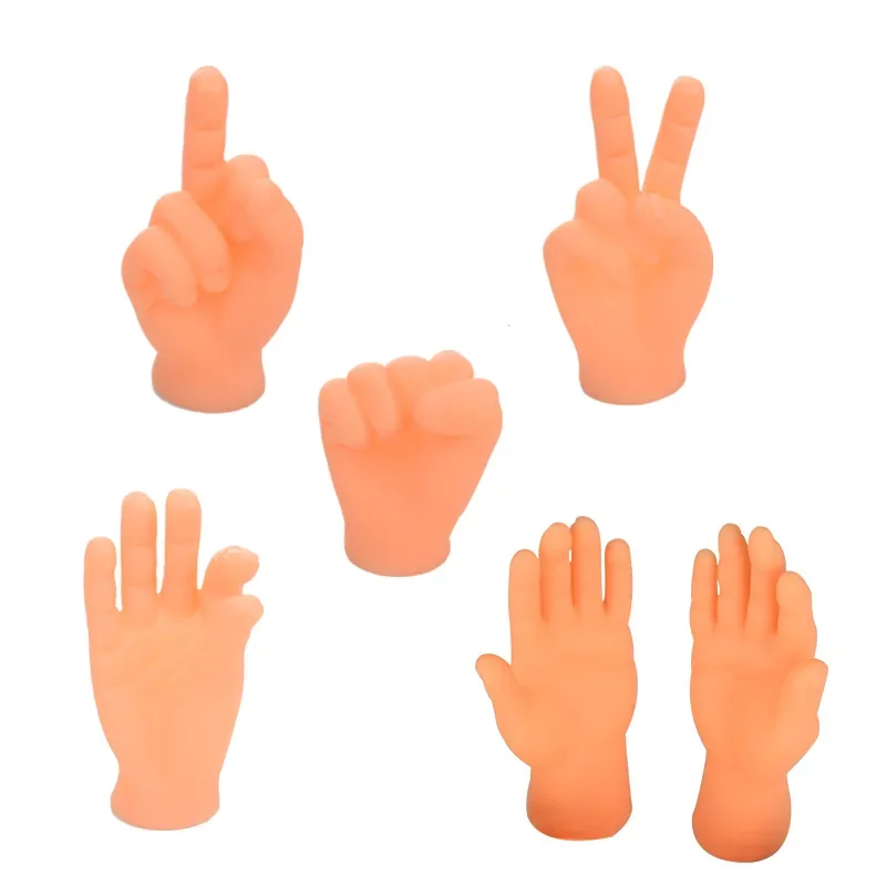 6pcs Mini Finger Hands Tiny Rubber Finger Puppets Realistic Design Mini Prank Hand Gag Performance Party Favors for Adults Kids