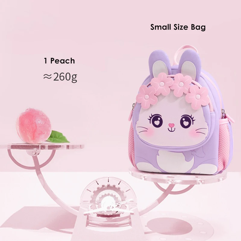 Desenhos animados Pink Rabbit School Bags para Meninas, Toddler Backpack, Jardim de Infância Kids, Kawaii Bag, 3 a 5 anos