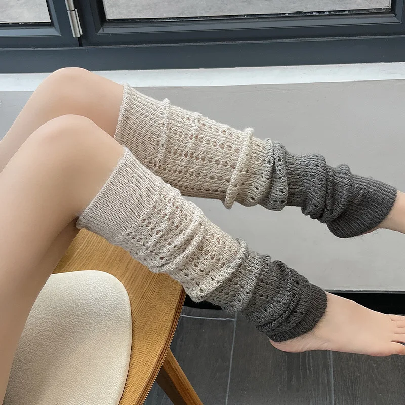 Woman Thigh High Warm Knitted Fashionable Gradient Soft Socks Leg Warmmer Color Gray Light Blue Black Pruple And Pink Brown