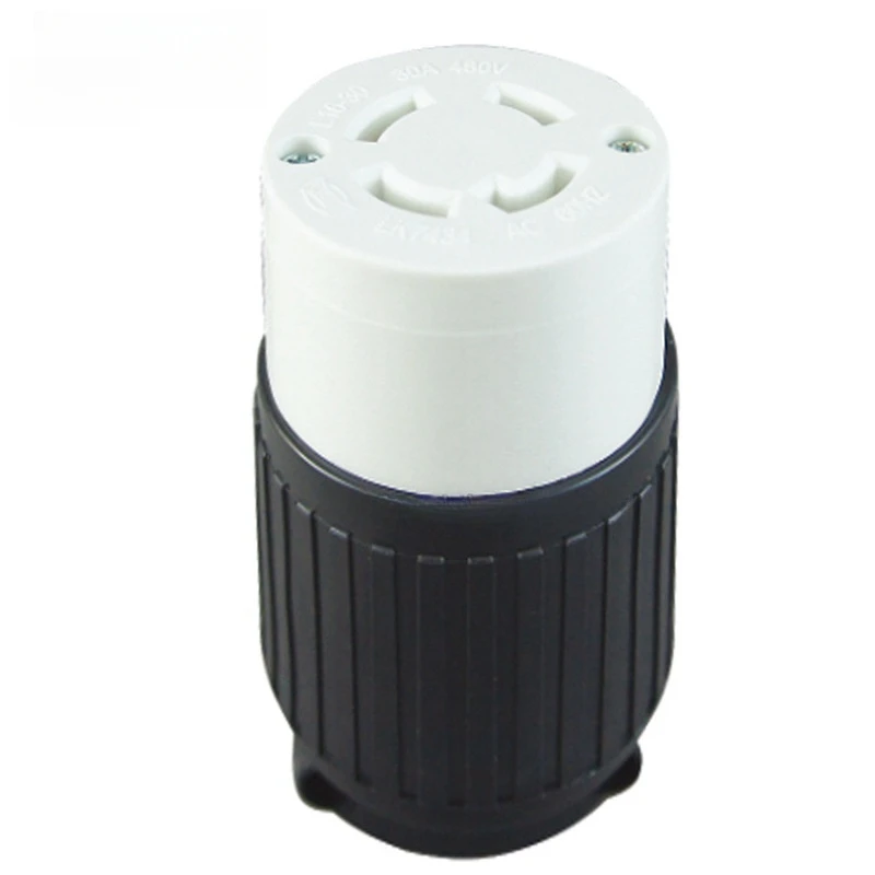 L16-30P Grounding Locking Plug, 30A 480V AC, 3 Pole 4 Wire, cUL Listed, NEMA L16-30