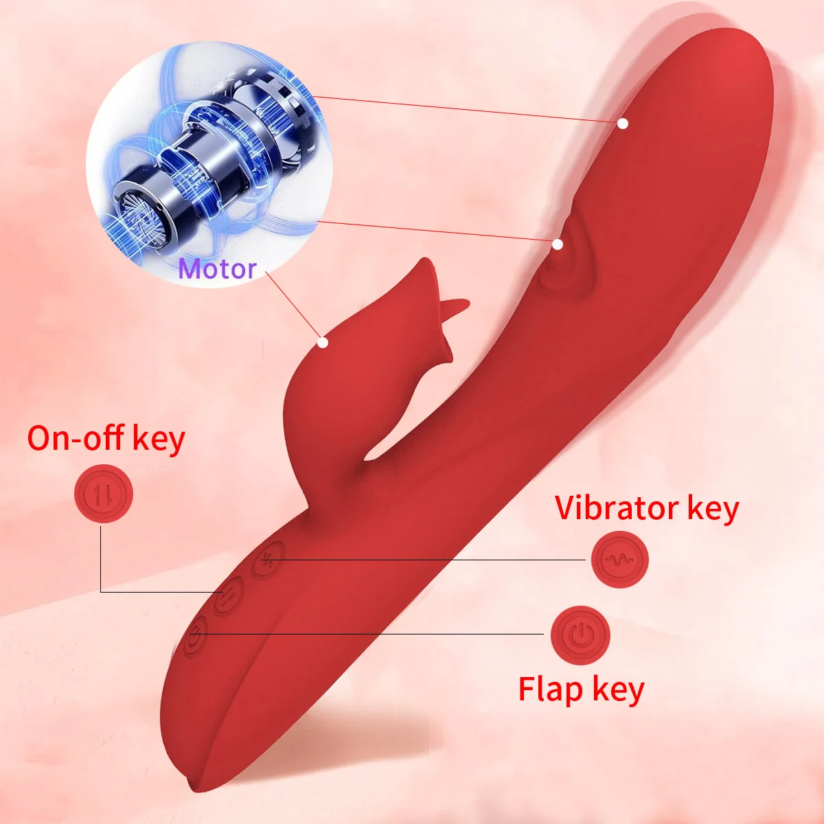 7-frequency Tongue Licking And Slapping Vibrator Three-point Vibration Vaginal Massager Clitoral G-spot Stimulator Adult Sex Toy