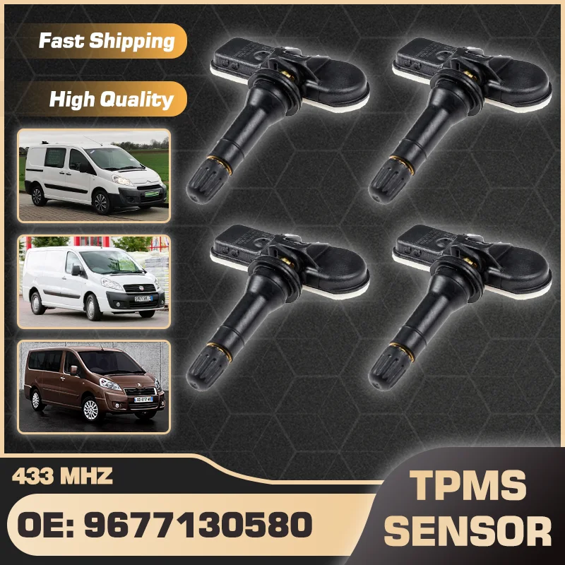 

1/4PCS TPMS Tire Pressure Sensor 9677130580 433 MHz For Citroen Jumpy 2006-2015 Fiat Scudo 2006-2013 Peugeot Expert 2006-2013