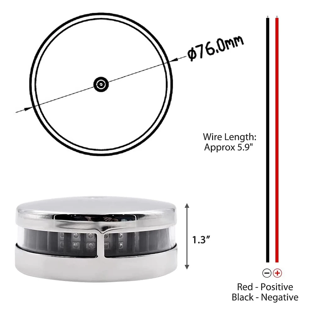 Bow Light LED Navigation Lights Stainless Steel Sailing Lights 12V IP66 Waterproof Deck Mount Marine Boat Pontoon Yacht
