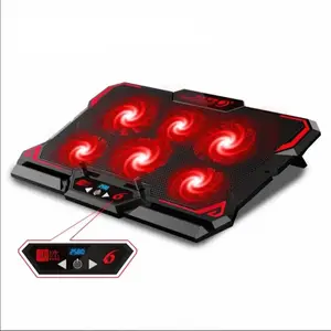Coolcold 17 polegada gaming portátil cooler seis ventiladores tela led dois portas usb 2600rpm portátil almofada de refrigeração notebook suporte para portátil 8 principais vendas base de refrigeracao para notebook - №8