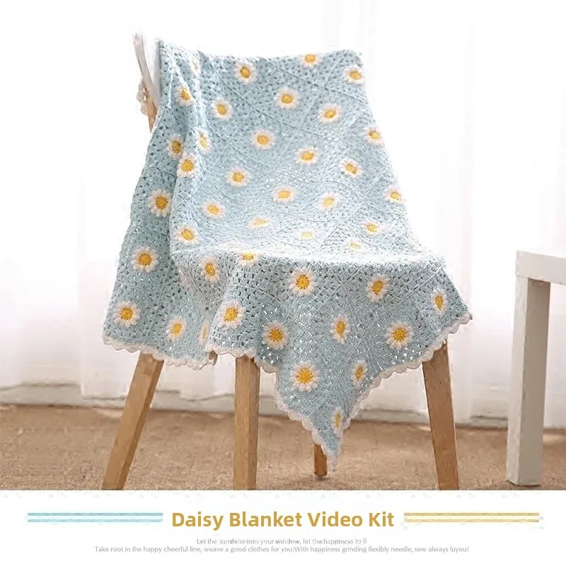 daisy-blanket-diy-crochet-kit-handmade-material-bundle-pregnancy-boredom-buster-yarn-box-set-for-knitting-hats-scarves-and-more