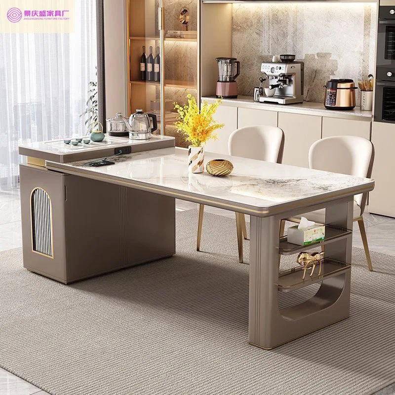 Factory Direct 2026 Dining table island household large and small apartment rock slab induction cooker simple integrated telesco