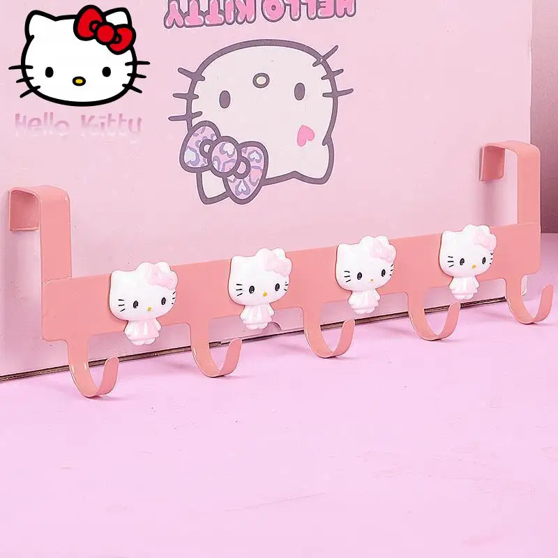 Sanrio Hello Kitty Nail Free Cabinet Door Rear Shelf Hook Cute Cartoon No Trace Back Mounted Hanger Living Furniture Gifts