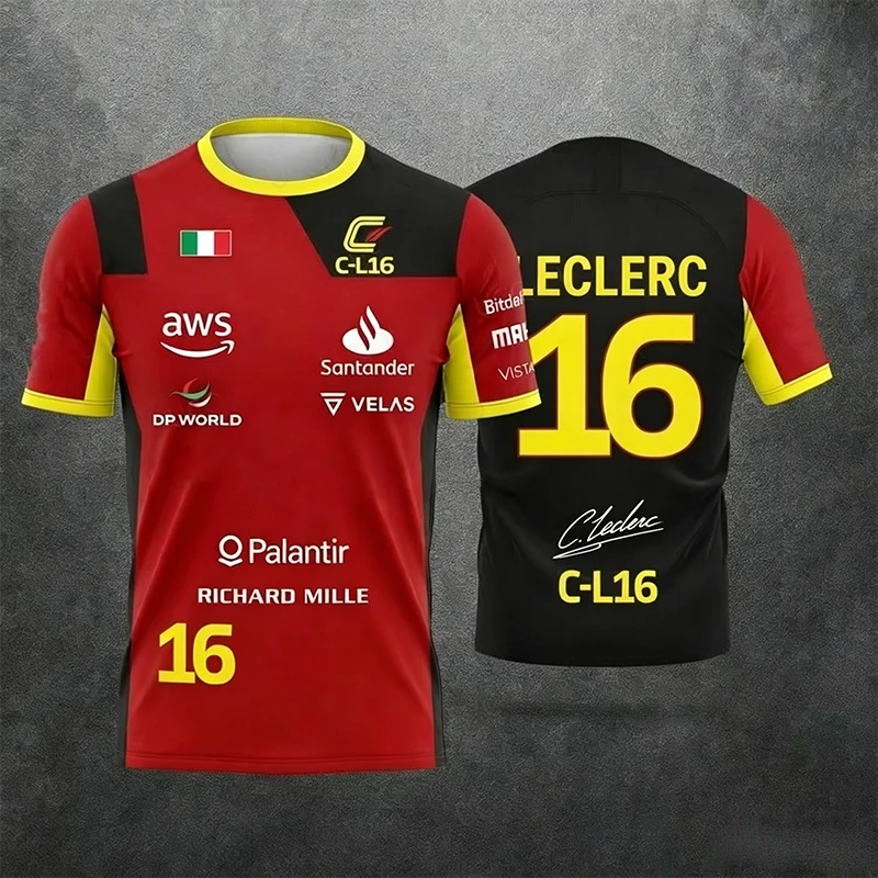 2026 Sommer Kinder-T-Shirt Sonderedition Leclerc - Geeignet für Männer und Frauen, speziell für Rennsport-Enthusiasten – Detail 2
