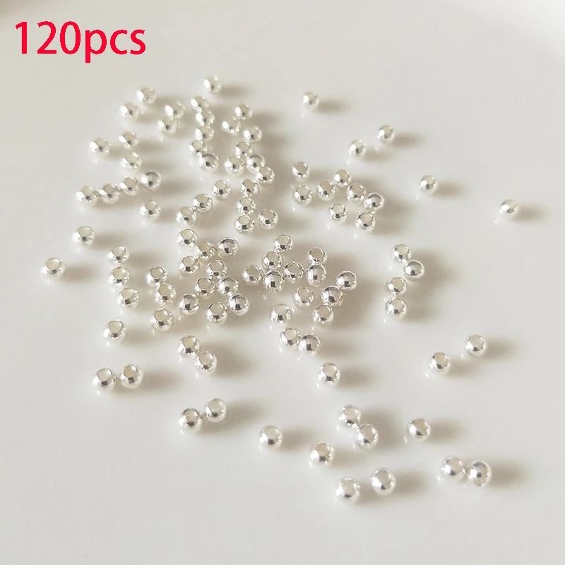 120pcs 18K Gold Plated 3mm Round Spacer Beads For Bracelet Making Bead Separators Brass Beads For Jewelry Making DIY Accessories