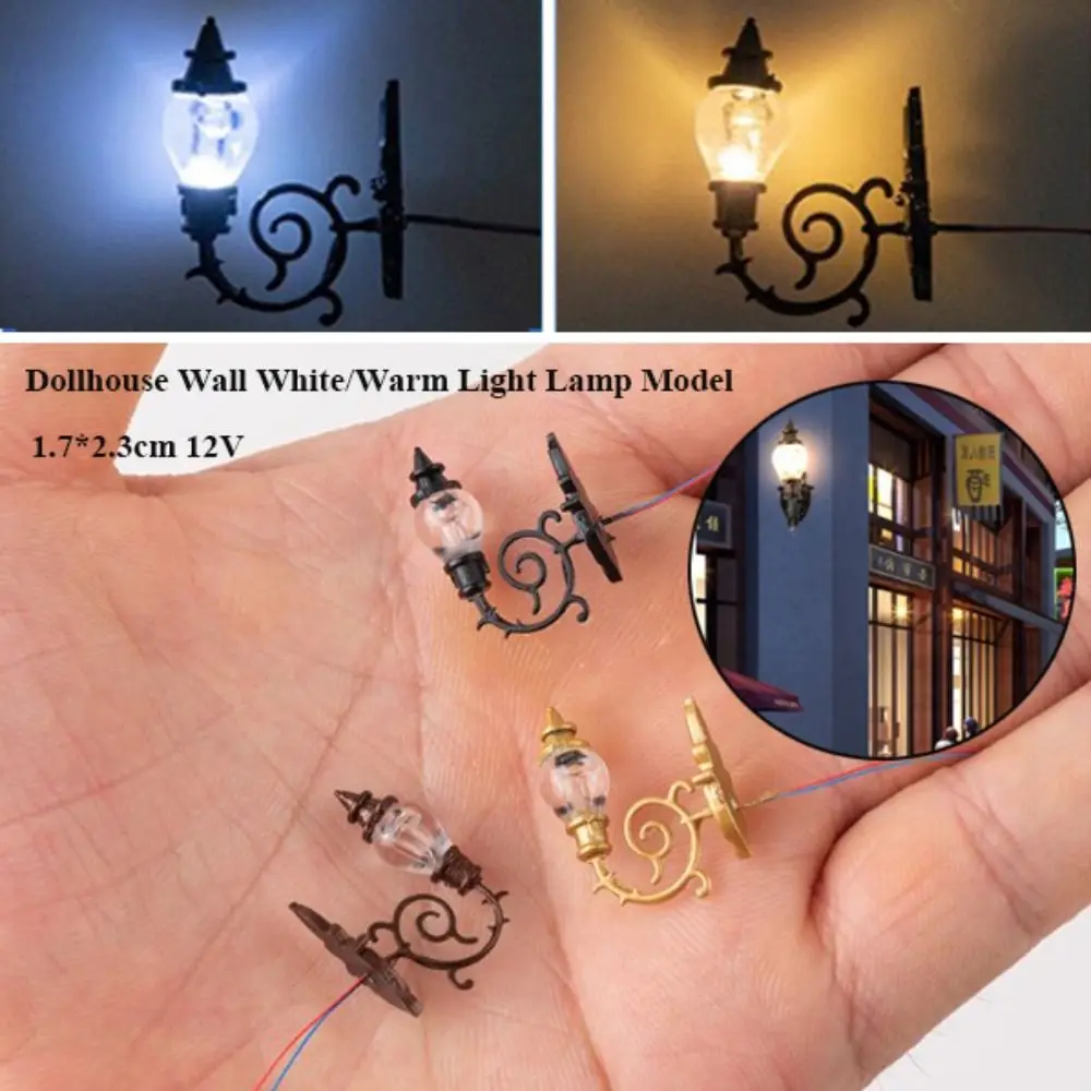 

1.7*2.3cm Dollhouse Wall Lamp ABS Metal Material Doll House Garden Decor White/Warm Light Model 12V Garden Yard Led Light
