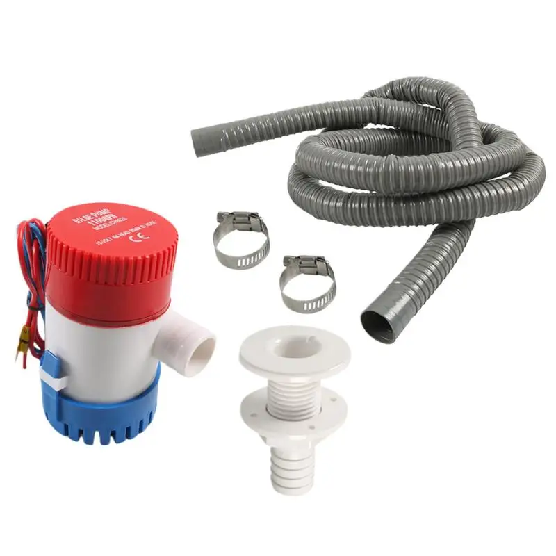 Bilge Pump Kit For Boats 12V Bilge Pump With 78.7 Inch Bilge Pump Hose Include Thru Hull Fitting And 2 Stainless Steel Clamps