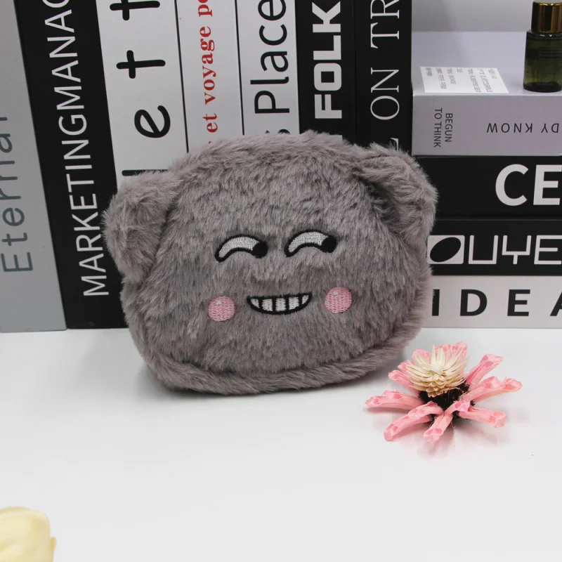 Cartoon Plush Bear Coin Purse Small Storage Bag Earphone Case Lipstick Pouch Embroidery Animal Card Holder