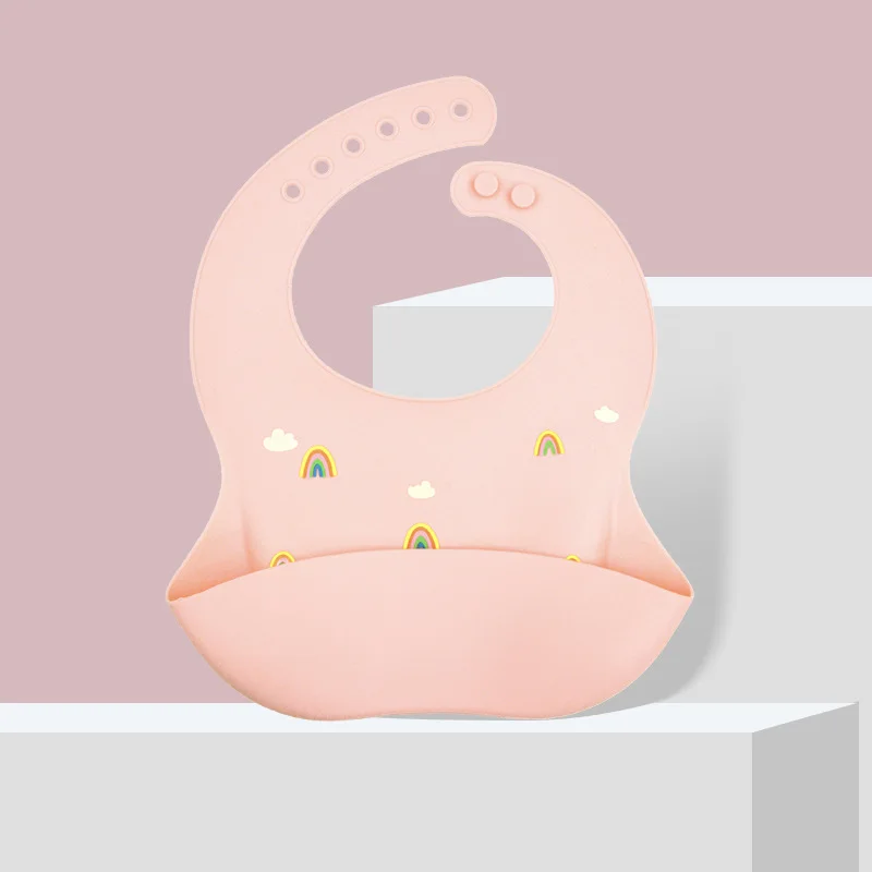 Babero impermeable con estampado de dibujos animados, Baberos suaves de silicona para bebés, paño ajustable para eructar para niños recién nacidos, material de alimentación para bebés