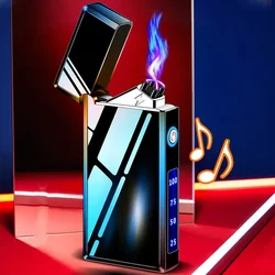 New Type-C Rechargeable Electric Double Arc USB Lighter Metal Touch Sensitive Outdoor Windproof Flameless Plasma Lighter Gift