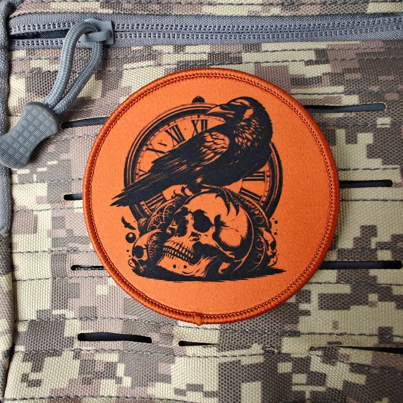 2026 New Patches,Crow on the skull Morale Badges, For Clothing, Hats, Backpacks, etc., Hook and Loop