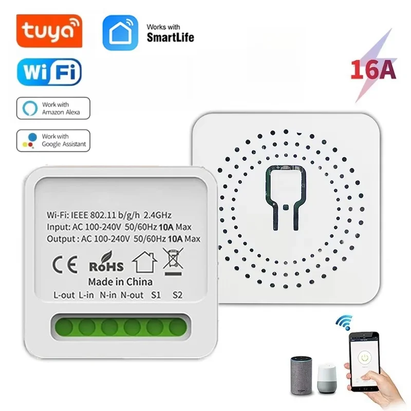 Tuya Smart Mini Switch WiFi/Zigbee 2-Way Home DIY APP Remote Timing Control For Smart Life Work APP With Alexa Google Home Alice