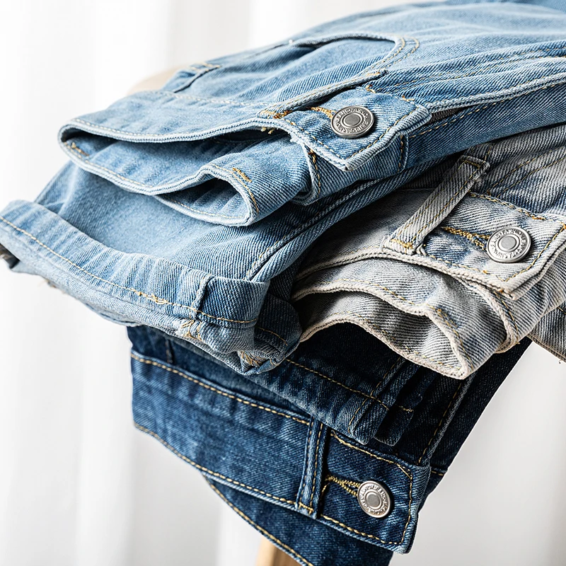 

Светло-голубые плотные джинсы винтажного американского кроя свободного прямого кроя для мужчин и женщин, повседневные, удобные, дышащие, из хлопка...