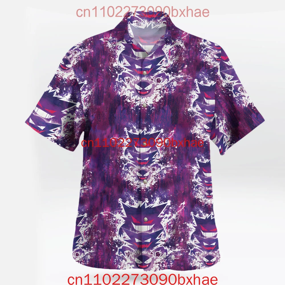 

Гавайская рубашка Gengar с тематикой покемонов, тропический летний наряд, мужская и женская детская рубашка в стиле тропического моря с 3d принтом