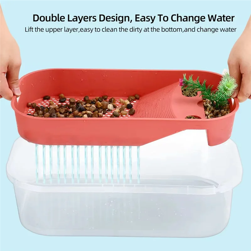 

Turtle Tank For Home Use With Sun Terrace Fish Turtle Mixed Breeding Tank Reptile Aquarium Tank-AA98