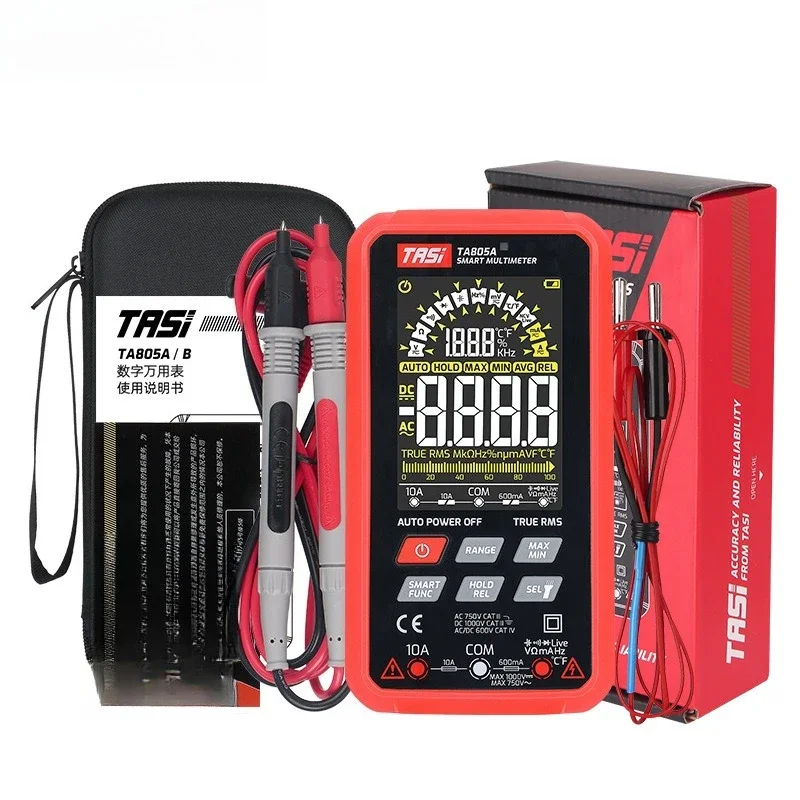 

Мультиметр TASI с большим экраном TA805A, цифровой автоматический электрик, специальный универсальный измерительный прибор, интеллектуальный мультиметр