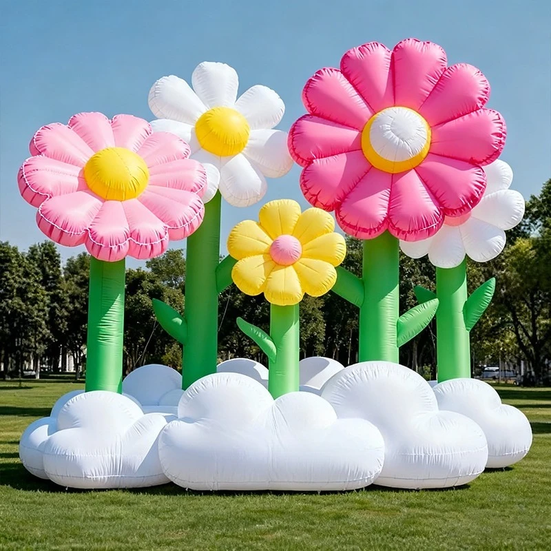 Giant LED Inflatable Flower Art Installation for shopping mall atrium display and commercial festival decoration