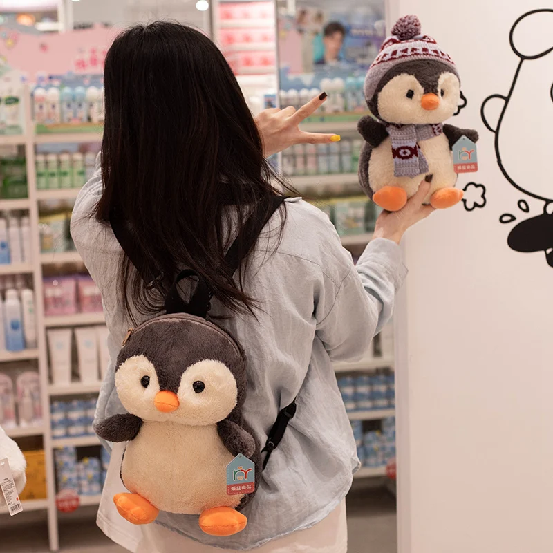 Leuke sjaal pinguïn knuffel tas knuffels pinguïn rugzak kinderen verjaardagscadeau voor meisjes jongens