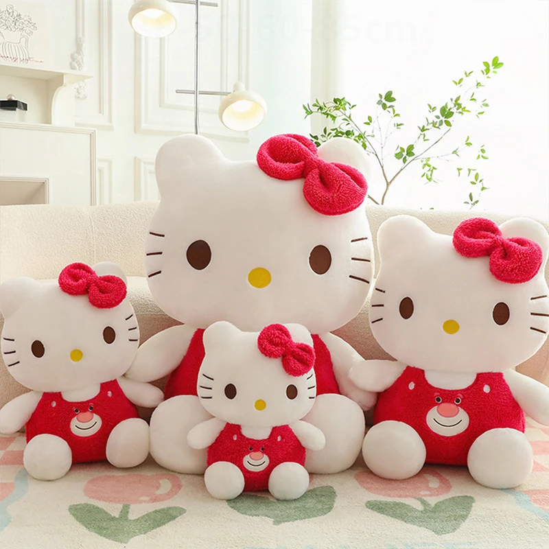 

Hot Kawaii Strawberry Hello Kitty Plush Toy KT Cat Stuffed Doll Large Pillow Cute Kids Birthday Xmas Gift for Children Soft Doll