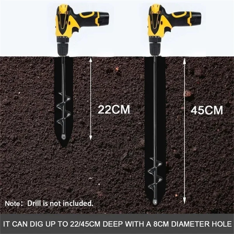 Carbon Steel Planter Garden Auger Spiral Drill Bit Planting Hole Digger Drill Bit Yard Gardening Planting Hole Digger Tool