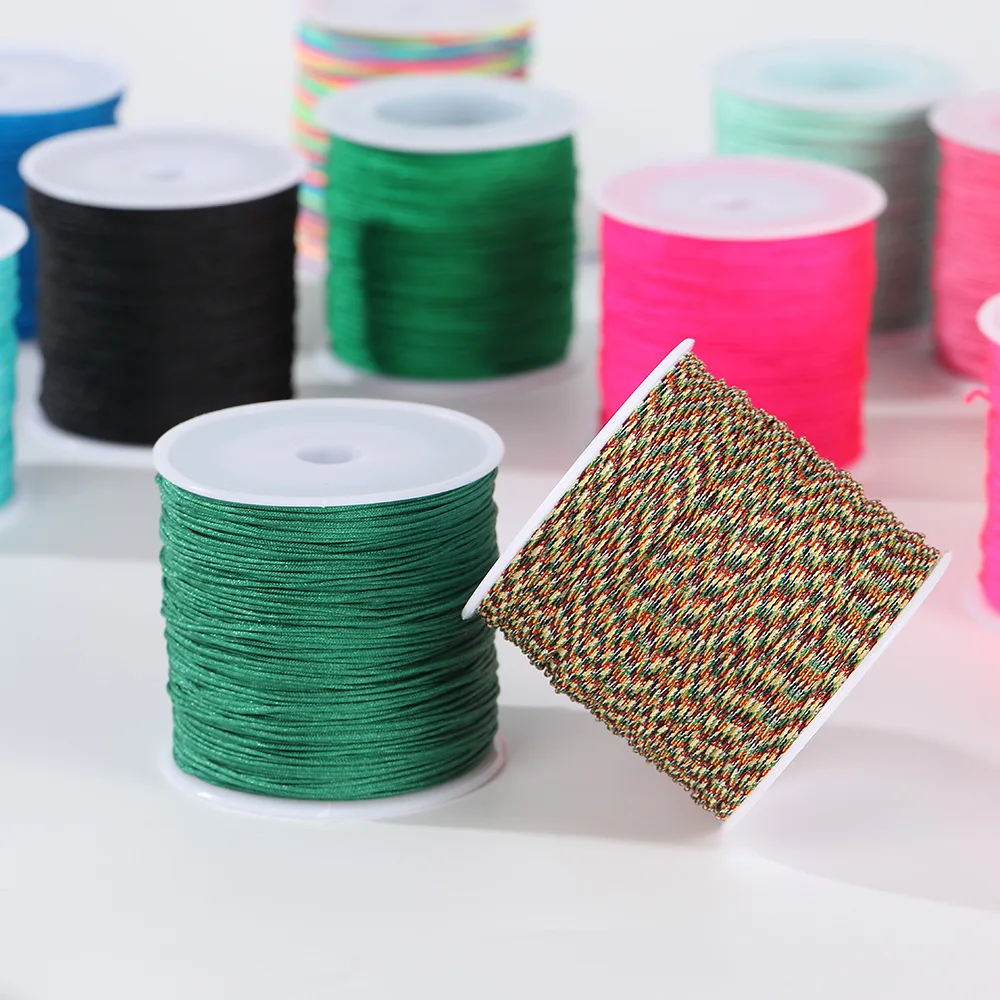 50meter 0.8mm Nylon Cord Chinese Knot Macrame Craft Thread for Jewelry Making Beading Braided Satin String Bracelet Rattail Trim