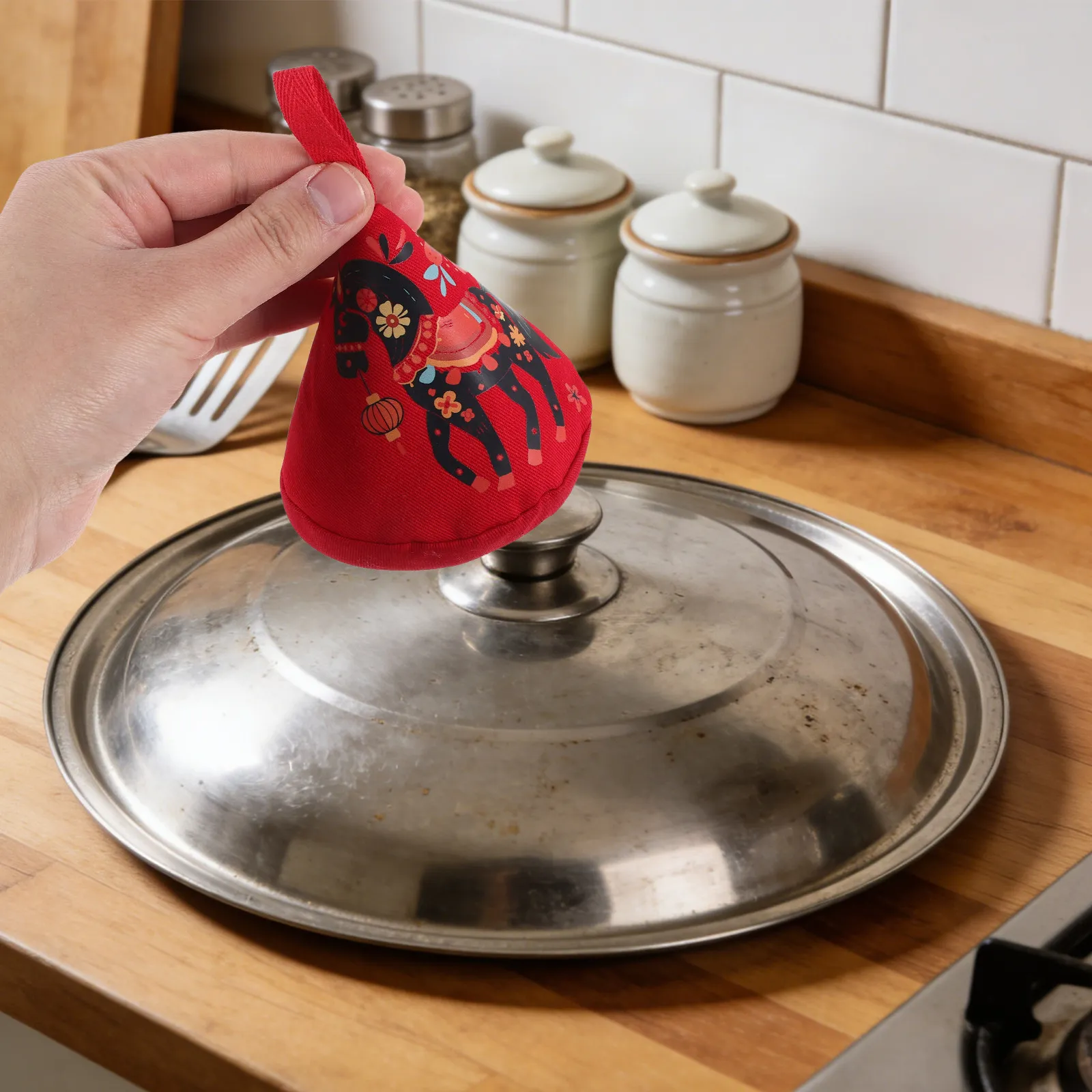 

2Pcs Print Triangle Pot Lid Cloth Cover Heat Resistant Anti Scald Pot Handle Cap Insulated Kitchen Lid Knob Covers