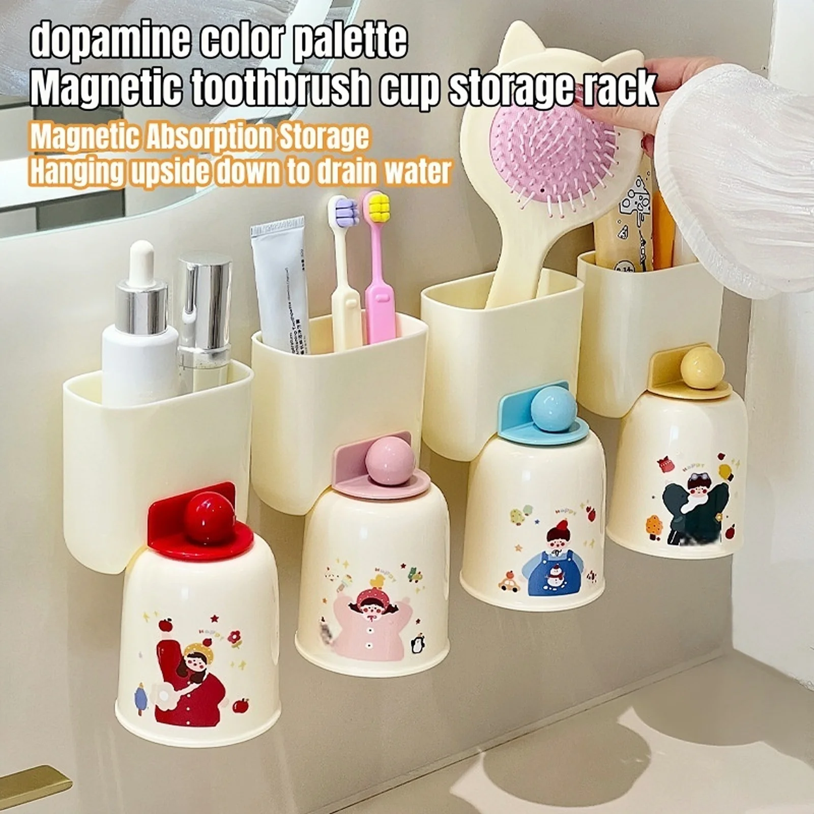 Gobelet magnétique pour bain de bouche, pas besoin de percer, support mural magnétique pour brosses à dents, gobelet mural pour brosses à dents, bross