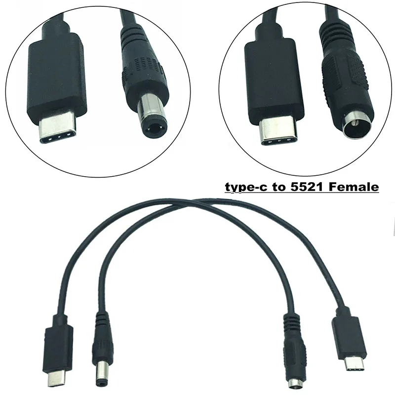 

Round Head DC5.5X2.5 Power To USB3.1 TypeC Adapter Cable USB-C To DC5.5 * 2.5 Adapter Cable Head