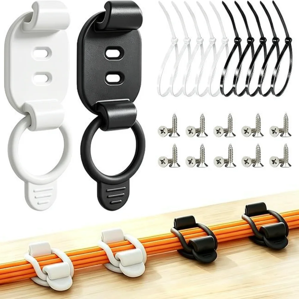 Cable Management Clip Desktop Wire Organizer Holder Adhesive Fastener For Home Office Power Data Charging Cable Device