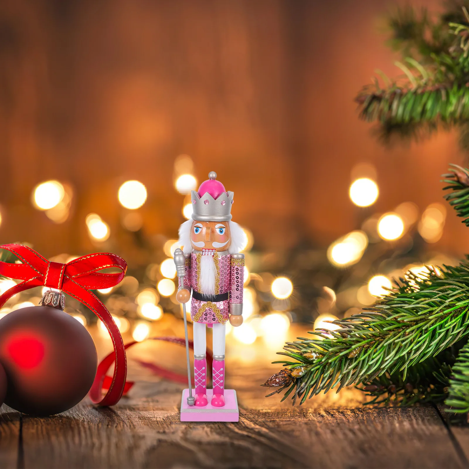 

38Cm Christmas Nutcracker Figure Handcrafted Wooden Soldier Festive Tabletop Decoration Holiday Mantelpiece Decor Xmas Desktop