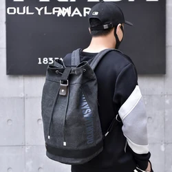 Fashion Canvas Sports Backpack Unisex Round Bucket Bag Outdoor Travel Laptop Backpacks Men Women Large Luggage Bag Two Size