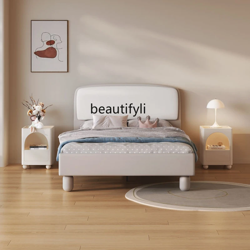 Single Bed 1.2 M Boys and Girls Small Apartment Home Bedroom Board Type Bed Cream Style Small Bed