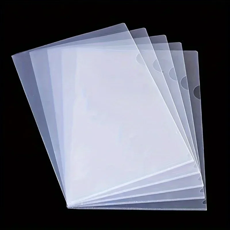 5/10pcs Acrylic L-Shaped File Envelopes for A4 Documents - Clear and Sturdy Document Holder Set for Office Organization