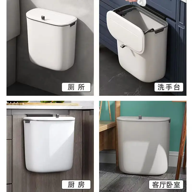 7L 9L Hanging Trash Can for Household Toilets Kitchen Sink Trash Can Hanger Recycling Garbage Basket Bathroom Dump Wastebasket