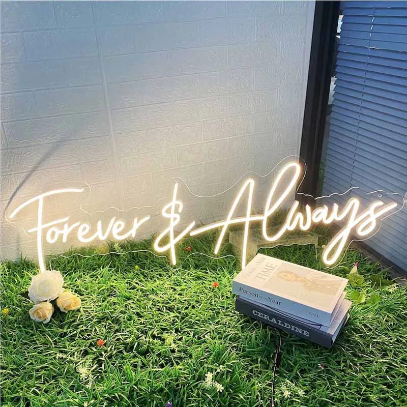 Imagem -03 - Forever And Always Wedding Neon Sign Presentes Personalizados Wall Art Custom Neon Sign Presente de Noivado para Ela