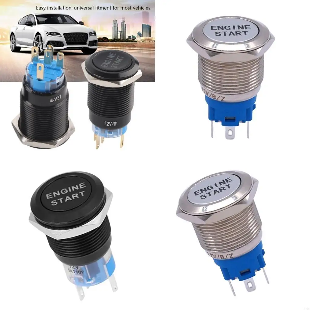 19MM Metal Push Button Waterproof Switches with LED Light Momentary Reset Waterproof Push Button for Car Motorcycle 12V New