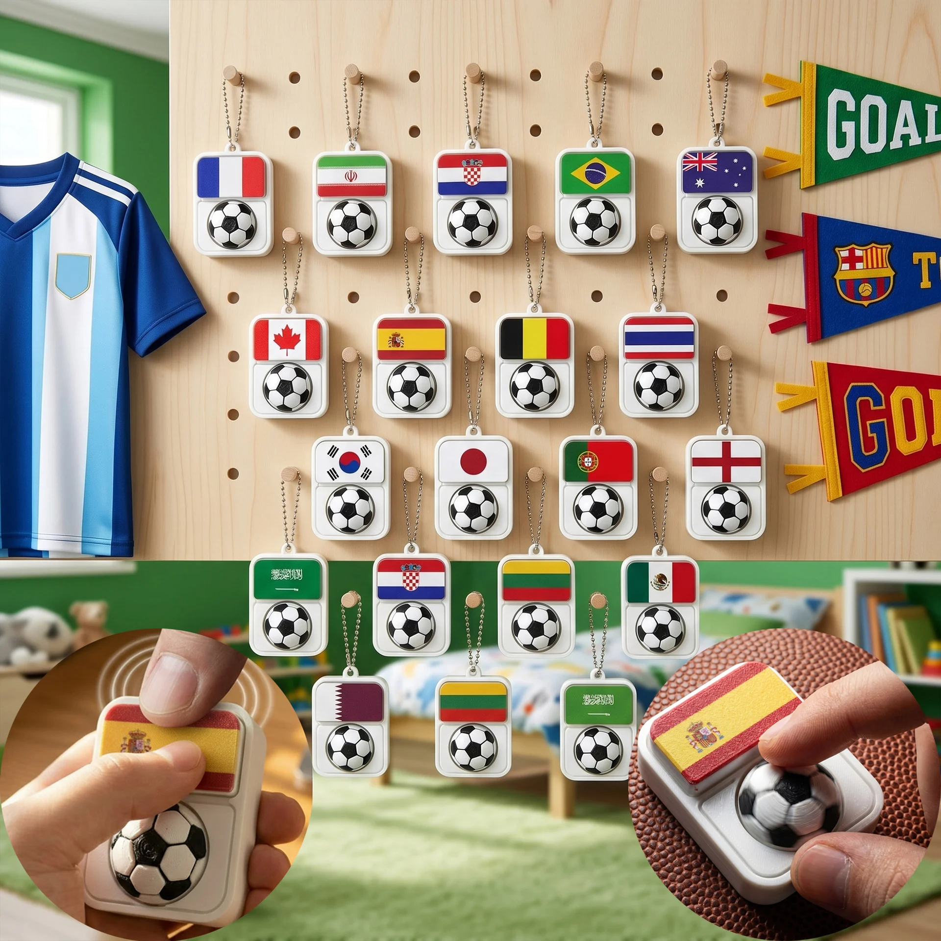 

2026 America Canada Mexico World Football Rotating Clicker Argentine Flag Pendant Football Fan Souvenir Decompression Toy