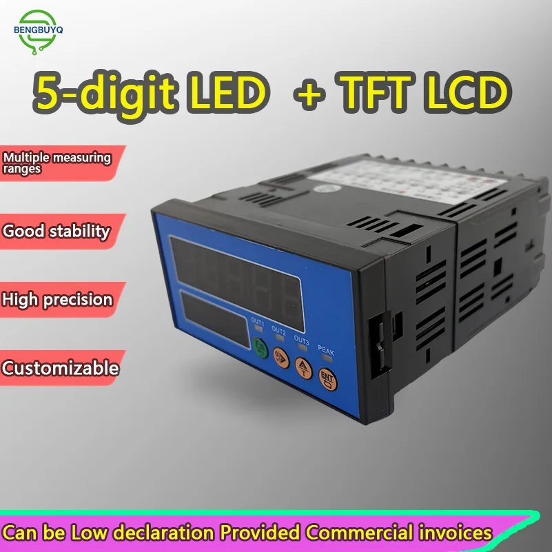 Digital Weighing Indicator Controller with Dual LED TFT Display High Precision 24-bit ADC RS485 Modbus Analog Output Relay Alarm