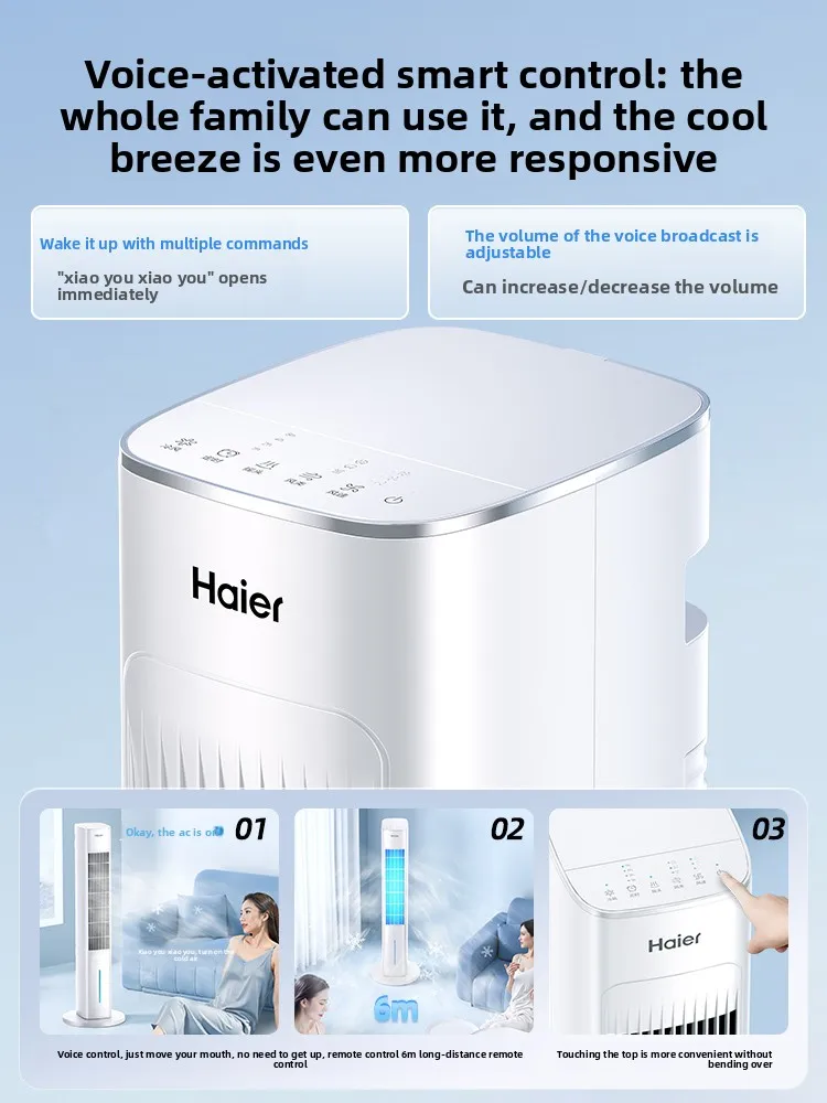 2026 New Voice Control Evaporative Air Cooler Water Cooling Tower Fan Portable Mobile Mini Air Conditioner Fan For Home Bedroom