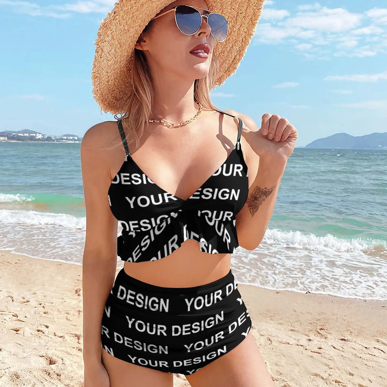 Design personalizzato Set bikini Immagine su misura Costume da bagno bikini Costumi da bagno sexy a vita alta Stampa rave Bikini femminili Costumi