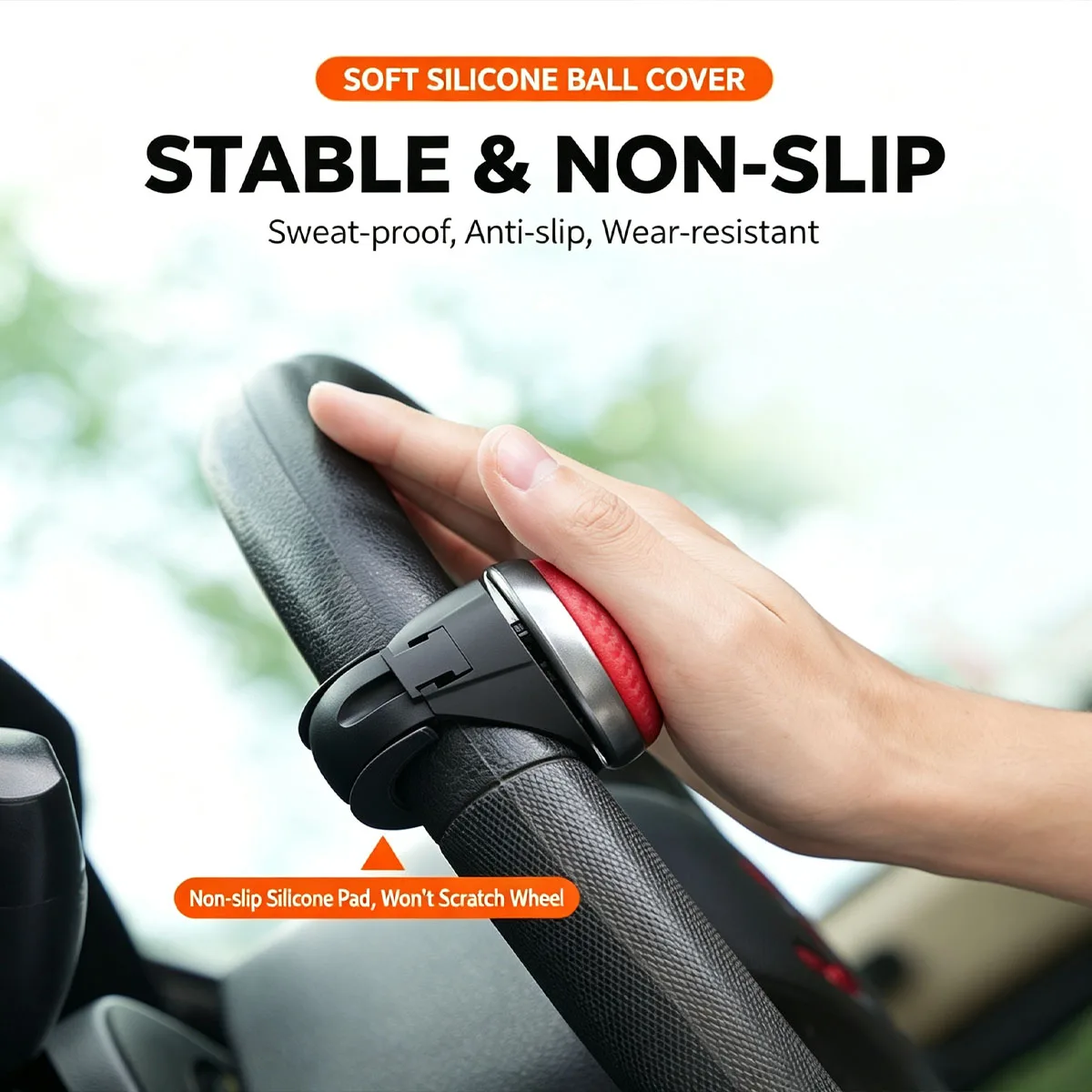 Car Steering Wheel Spinner Knob, Metal Bearing Assist Ball for All Vehicles, Makes Driving Easier & More Comfortable