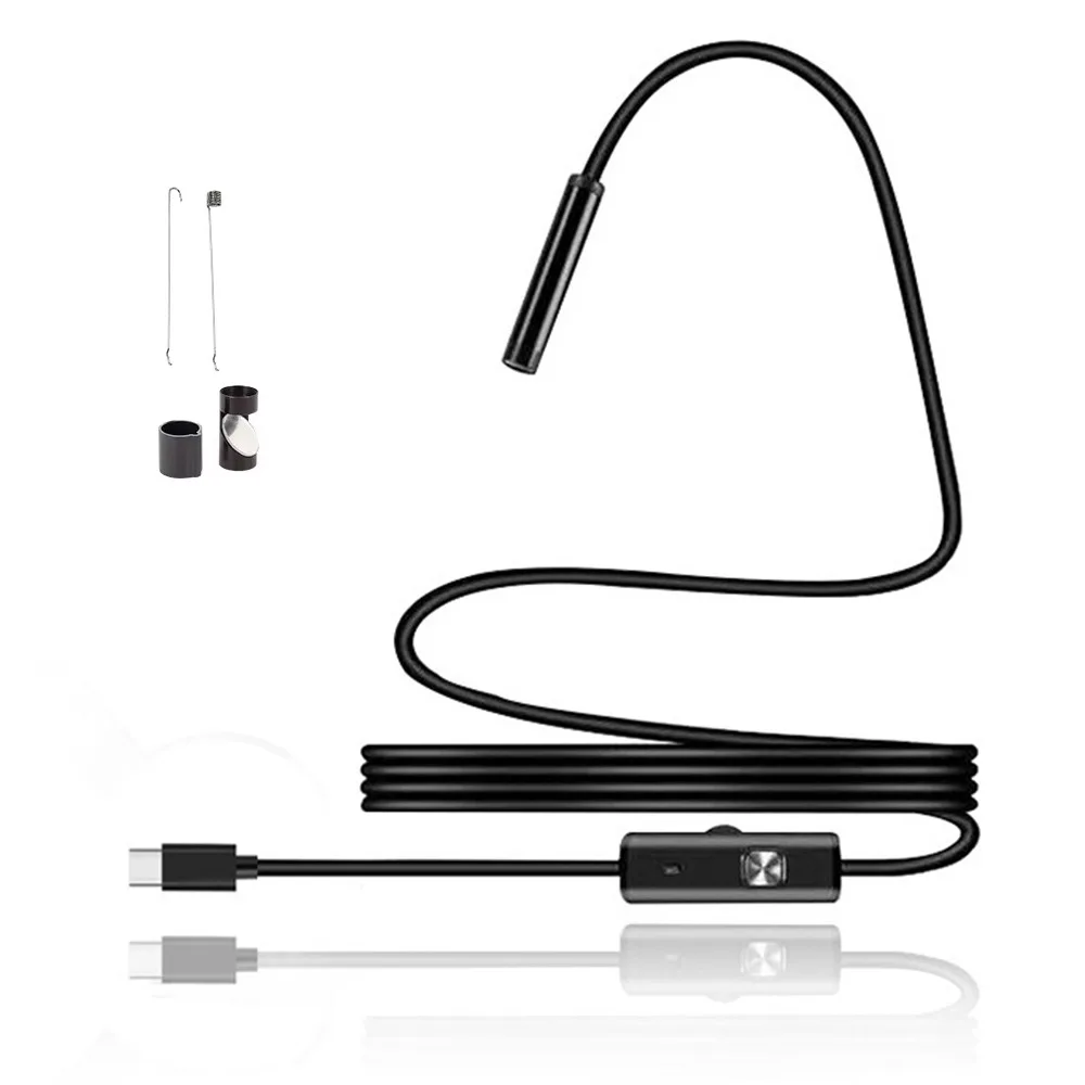 

IP67 Waterproof Type-C Endoscope Camera 6 LED Lights Adjustable Brightness Inspection Camera 5.5/7mm Lens Video Recording