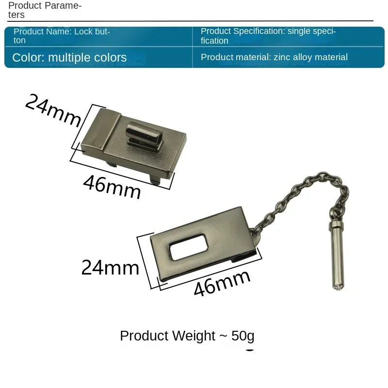 Alta Qualidade Alloy Bag Mortise Lock, Retângulo Fecho Interruptor, Fecho Sacos, Torção Turn Lock Insert, Hardware Acessórios, Bolsa